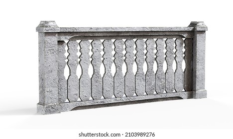 A Damaged And Faded Concrete Barricade Isolated On White Background  3d Render