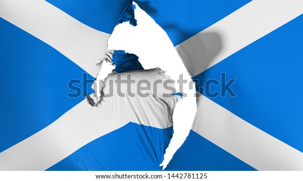 Damaged\
Scotland flag, white background, 3d\
rendering