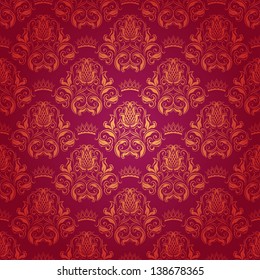 Damask Seamless Floral Pattern. Royal Wallpaper. Floral Ornaments On A Red Background.