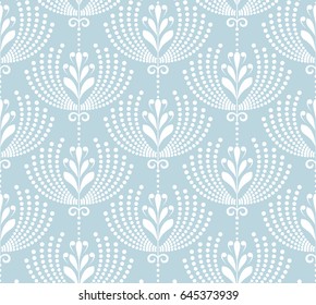 Damask Seamless Floral Pattern. Royal Wallpaper. Blue And White  Background. Graphic Modern Pattern.