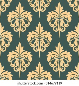 Damask Seamless Pattern In Beige And Grey Colors Fow Walpaper Or Fabric Design