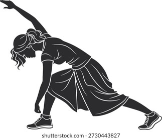 Dance pose featuring a performer with a flowing scarf, emphasizing graceful movement, fluidity, and dynamic motion. The pose captures expressive body language and artistic energy, making it ideal for dance illustrations, choreography references, performance art, fitness visuals, and creative projects.
