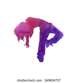 dancer in hip hop. youth. insulated. watercolor technique