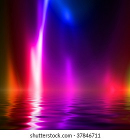 dancing colored flames on a dark background