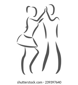Dancing couple logo. Salsa. Raster illustration.