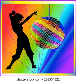 Dancing Girl On Rainbow Background Raster Stock Illustration 128534321 ...