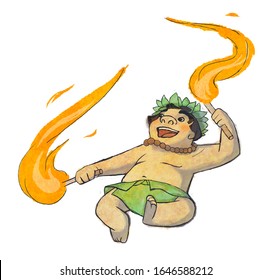 Dancing Male Hawaiian and fire  