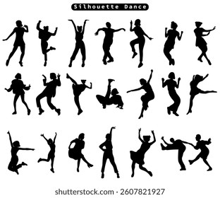 dancing silhouette dance pose element hand drawn vector