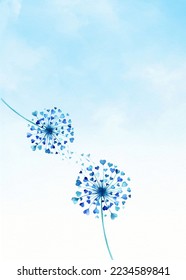 dandelion abstract, dandelion watercolor, dandelion art