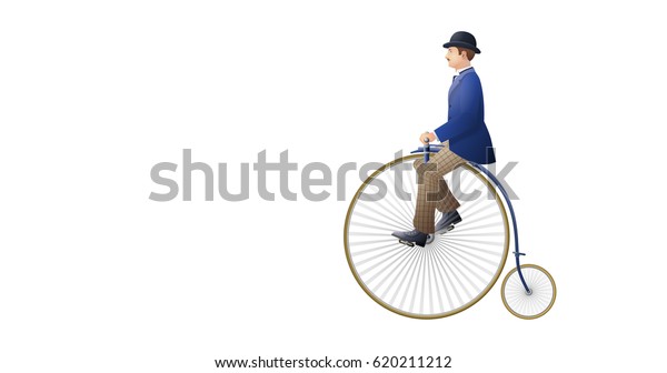 riding a penny farthing
