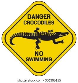 Danger Crocodiles No Swimming Sign Stock Illustration 306306155 ...