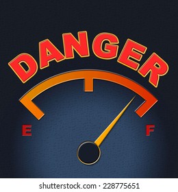 Danger Gauge Representing Caution Dangerous And Measure