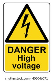 Danger High Voltage Yellow Warning Sign Stock Illustration 403046071 