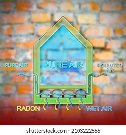 The Danger Of Radon Gas In Our Homes - Concept Illustration