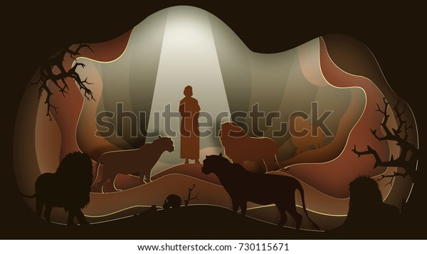 Daniel in the Lion's Den. Mural Wallpaper art. Abstract, illustration, minimalism.