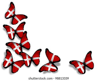 Danish Flag Butterflies, Isolated On White Background