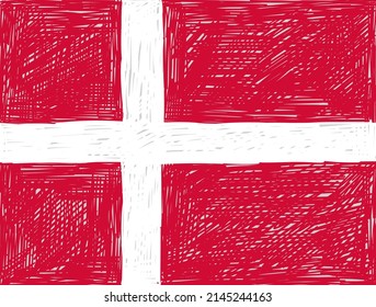 Danish Flag Scrabble Hand Drawn