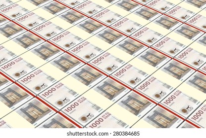 Danish Krone Bills Stacks Background.