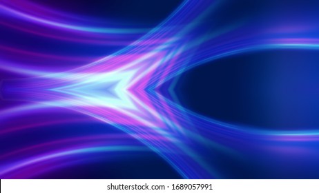 Dark Abstract Background With UV Neon Glow, Blurred Light Lines, Waves. Blue-pink Neon Light