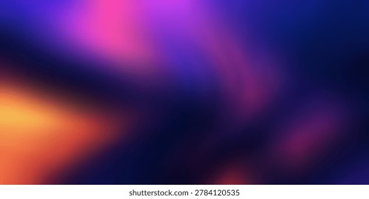 Dark abstract background with vivid light streaks. Orange, pink, and yellow light against deep blue. Modern and energetic.