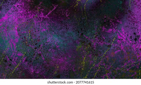 Dark Abstract Digital Art With Fluorescent Texture Background.