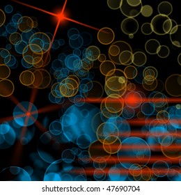 Dark background with bubbles and lights