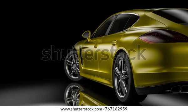 Dark background with car silhouette on right
side. 3d
Illustration