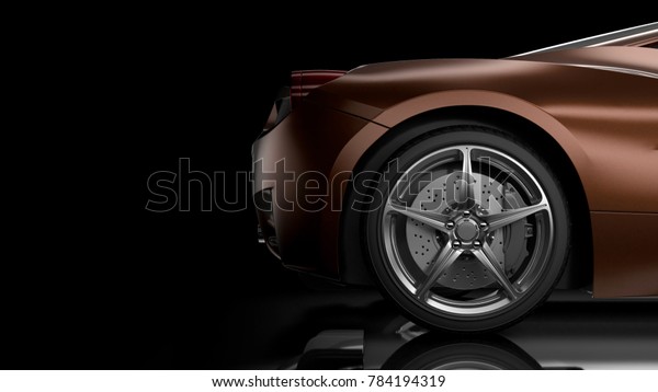 Dark background with car silhouette on the\
right side. 3d\
Illustration