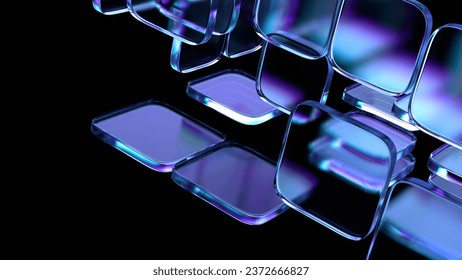 Dark background design, abstract geometric blocks, 3d render. 3D Illustration - Powered by Shutterstock