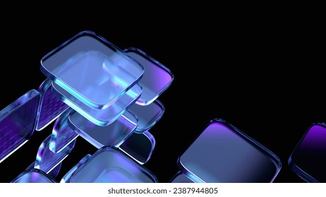 Dark background design, abstract geometric blocks, 3d render. 3D Illustration - Powered by Shutterstock