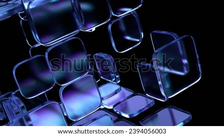 Dark background design, abstract geometric blocks, 3d render. 3D Illustration