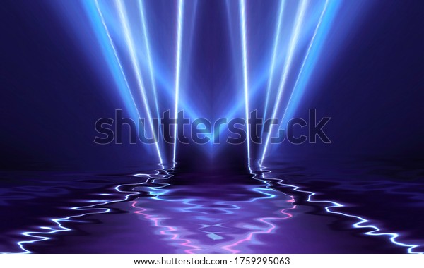 Dark Background Neon Lights Reflection On Stock Illustration 1759271429