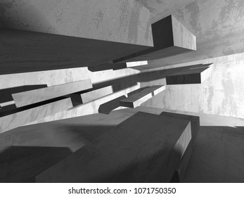 Dark basement empty room interior. Concrete walls. Architecture background. 3d render illustration - Shutterstock ID 1071750350