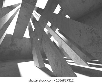 Dark basement empty room interior. Concrete walls. Architecture background. 3d render illustration - Shutterstock ID 1386929312