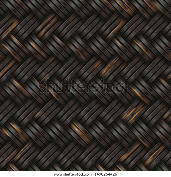 Dark Basket Texture Bamboo Pattern Seamless Stock Illustration