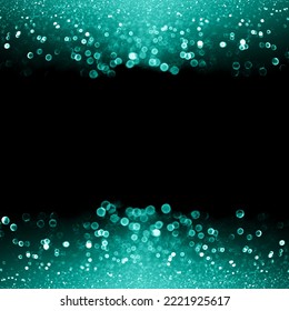 Dark black teal green glitter sparkle confetti background, turquoise happy birthday party invitation, aqua mint color gala border, abstract winter Christmas invite or wedding celebration banner frame - Powered by Shutterstock