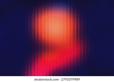 A dark blue background featuring a series of vertical lines overlaid with a soft, glowing red circular gradient and a subtle grainy texture.
