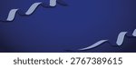 Dark blue background with smooth texture, featuring abstract white ribbon-like lines for a modern look.