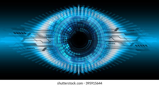 Dark Blue Circle Wave Light Abstract Technology Background For Computer Graphic Website Internet And Business. Circuit. Illustration. Digital. Infographics. Binary Code Background. Eye