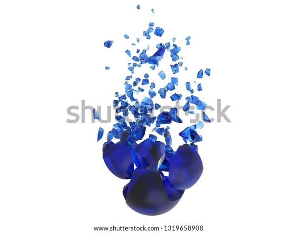 濃い青い水晶のボールが100個に割れる 3dイラスト のイラスト素材