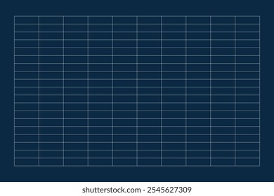 Dark blue grid template featuring evenly spaced rows and columns. Diagram grid template is perfect for organizing data, creating charts, or designing layouts. - Powered by Shutterstock