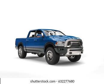 Dark Blue Modern Pick Up Truck - Studio Shot - 3D Illustration