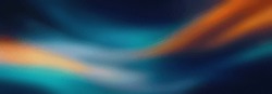 Dark Blue Orange Grainy Gradient Background, Blurry Color Flow With Noise Texture, Wide Banner Size