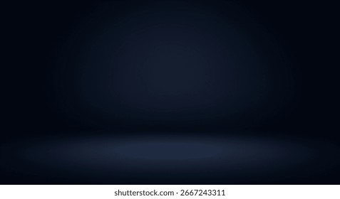A dark blue studio background with a gradient effect, creating a sense of depth and space. The floor is slightly lighter than the wall.