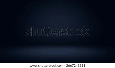 A dark blue studio background with a gradient effect, creating a sense of depth and space. The floor is slightly lighter than the wall.