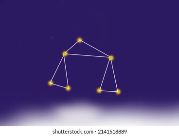 Dark blue white gradient background with constellation symbol Libra
