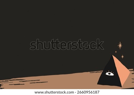 Dark brown background with a smooth texture. The background features a black pyramid with an eye and stars, enhancing the brown color scheme. Halloween background with copy space, Halloween aesthetic.