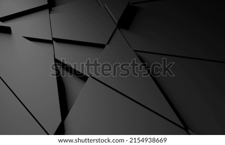 Dark Chaotic Poligon Surface Background. 3d Render Illustration