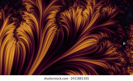 dark chocolate brown gold orange and yellow flamed pattern	on a dark background Stock Ilustrace