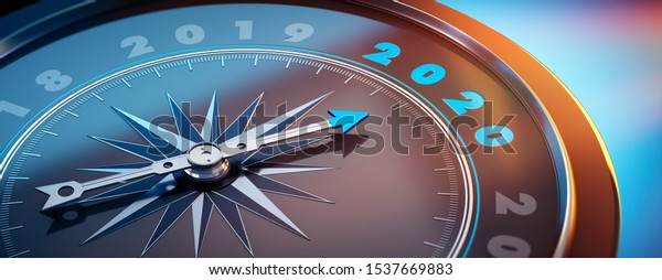 Dark Compass Needle Pointing Number 2020 Stock Illustration 1537669883 ...